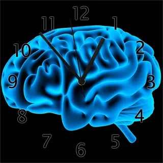 Wallario Design Wanduhr Menschliches Gehirn in leuchtend blauer Farbe aus Echtglas, Größe 30 x 30 cm - Schwarz