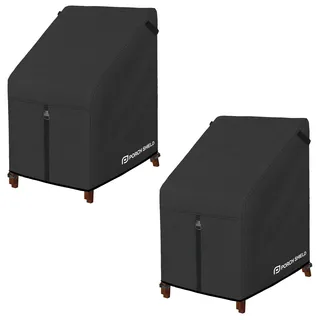 Porch Shield Stapelbare Stuhlhussen für Terrassen, wasserdicht, für den Außenbereich, 68 x 83 x 117 cm, Schwarz, 2 Stück