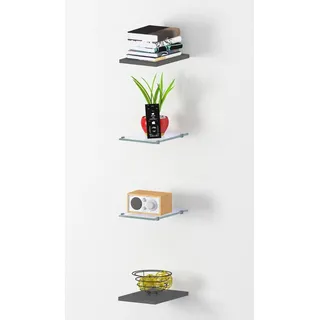 Wandboard >Benevent< (4-teilig) in Anthrazit matt - 20x16x25cm (BxHxT) - Grau