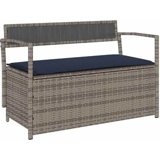 vidaXL Gartenbank mit Stauraum und Kissen Grau Poly Rattan - Grau
