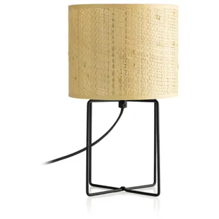 LUMINEX lampe RATTAN Beleuchtung Tischlampe schwarz - Schwarz