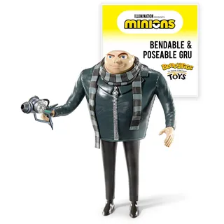 Noble Collection BendyFigs The Noble Collection Minions Gru - Noble Toys 16cm Bendable Posable Collectible Doll Figure with Stand and Mini Accessory