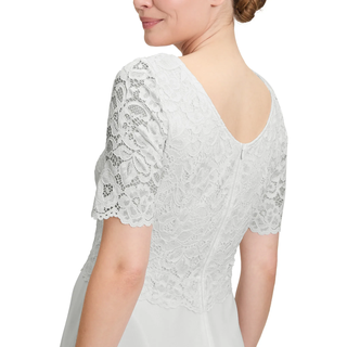 Cocktailkleid VERA MONT "Cocktailkleid mit Spitze", Damen, Gr. 42, EURO, weiß (rohweiß), 100% Polyester PES., Kleider Cocktailkleid
