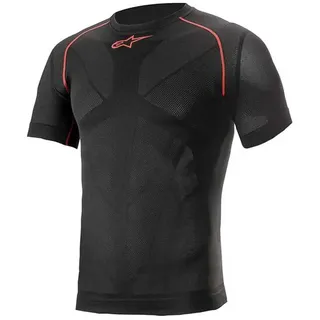 Alpinestars Ride Tech V2 Top Short Sleeve Summer, Kompressionsshirt Herren, Kurzarm Funktionsshirt, Funktionsunterwäsche, Schwarz/Rot, XL-XXL