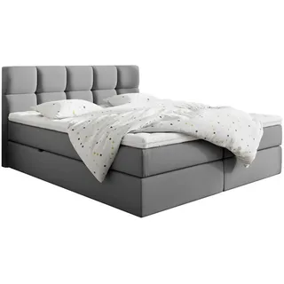 Livetastic Boxbett , Dunkelgrau , Holz, Textil, Holzwerkstoff , H3 , 200x220 cm , Bettkasten, gepolstertes Kopfteil, Topper durchgehend , Holzmöbel, Holzbetten, Boxspringbetten Holz