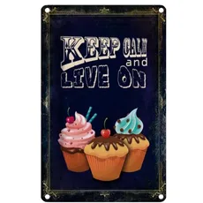 Blechschild 18x12 cm - Cupcake Keep Calm and live on