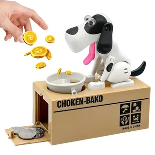 YANGUN Hungriger Hund Spardose, Hundesparschwein,Hungrige Spardose Kinder Spardoses Hund Frisst Geld,Süße Hunde Stiehlt Münzen Wie Magische Münze Knabbert Spardoses Geburtstagsgeschenk für Kinder-Weiß