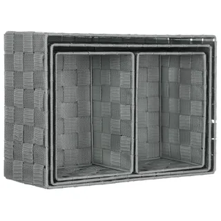 Brandsseller Aufbewahrungsbox 4er Set Groß Grau – Rattanoptik – Dekoboxen mit Metallrahmen – Korbset als Organizer für Bad, Küche, Wohnzimmer