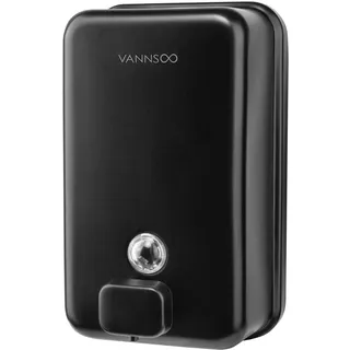 VANNSOO Handseifenspender zur Wandmontage, Badezimmer, 1200 ml, handelsüblicher Edelstahl, schwarz, für Dusche, Flüssigseifenspender, Wandhalterung (vertikal, schwarz)