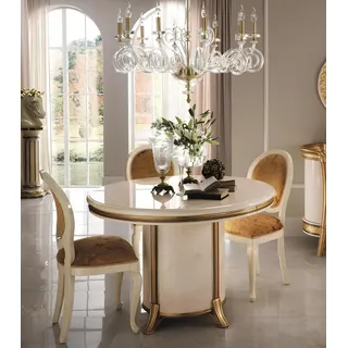 arredoclassicTM Luxus Klasse Möbel Esszimmer Rund Tisch Esstisch + 4 Stühle Neu - Beige