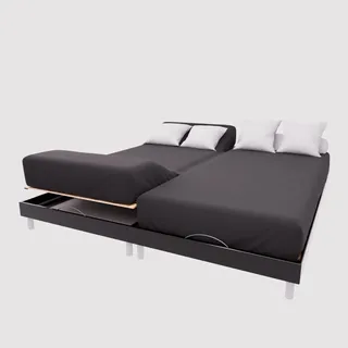 Soleil d'ocre, Spannbettlaken TPR aus Baumwolle 57 Fäden 2x80x200 cm UNI Schwarz