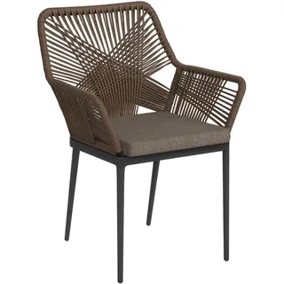 Ambia Garden Gartensessel , Anthrazit, Braun, Grau , Metall, Kunststoff, Textil , Füllung: Schaumstoff , Rundrohr , 62x87x64 cm , Gartenmöbel, Gartensessel