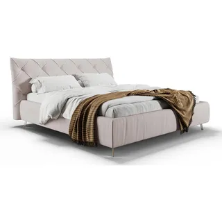 KAWOLA Bett ANNY Polsterbett Leder hellgrau 140x200cm - Hellgrau