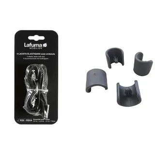 Lafuma Gummischnur-Set mit Endkappen für RSX/RSXA, 4 Schnüre, schwarz & 4 Fußschoner für Relax-Liegestühle, 20 mm Durchmesser, Anthrazit, LFM2843-1229