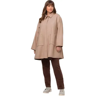 Ulla Popken Damen Leichte Lange Jacke A-Line Indoorjacken, beige, 50-52