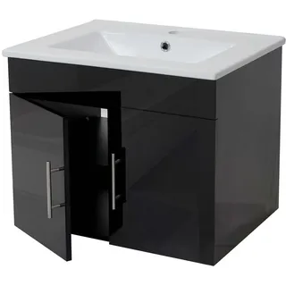MCW Waschbecken + Unterschrank Hochglanz Schwarz , Schwarz Hochglanz , Holzwerkstoff , 61x50x48 cm , Badezimmer, Waschbecken & Armaturen, Waschtische