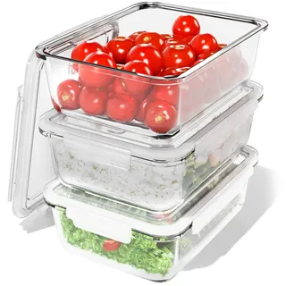 classbach Frischhaltedose rechteckig transparent 1,04 l 3-teiliges Set