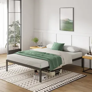 Novilla Metallbett Metallrahmenbett mit Lattenrost Bettgestell Für Erwachsene Kinder Jugendliche 160x200 cm Schwarz