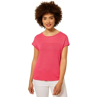 STREET ONE Damen A318120 Spitzenshirt, Intense Coral, 38