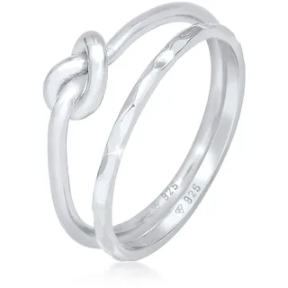 Ring-Set ELLI "Ring Knoten Verknotet Trend Basic 2er Set 925 Silber" Gr. 56, silber, Fingerringe, Damen, 56, ohne Stein, Silber 925 (Sterlingsilber), 4mm, Ring-Set