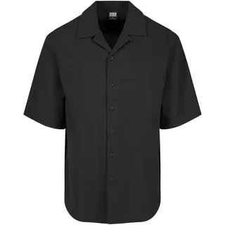 URBAN CLASSICS Relaxed Seersucker Short Sleeve Shirt - Black - L