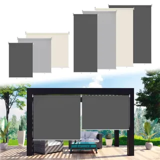 Fogmiea Senkrechtmarkise Vertikalmarkise 140x140cm, Sonnenschutz Sichtschutz Windschutz Balkonmarkise, Beschattung Wasserfest Balkonrollo, für Balkon Terrasse Garten Pavillon (Anthrazit, 2 Stück)