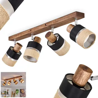 HOFSTEIN Deckenleuchte Fallhagen, Holz/Metall/Stoff, Braun/Schwarz/Chrom | verstellbar, skandinavisches Design, 4 x E14, für Esszimmer, Schlafzimmer, Wohnzimmer, Küche