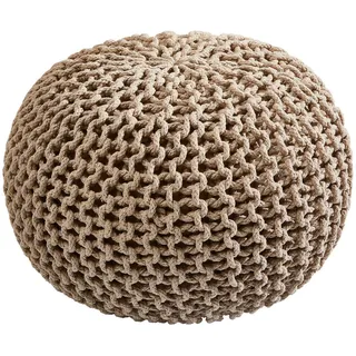 Linea Natura Pouf , Beige , Textil , Uni , Füllung: Styroporkugeln , 55x55x35 cm , AZO-frei , Indoor , Wohnzimmer, Sessel, Hocker & Hockerbänke, Poufs