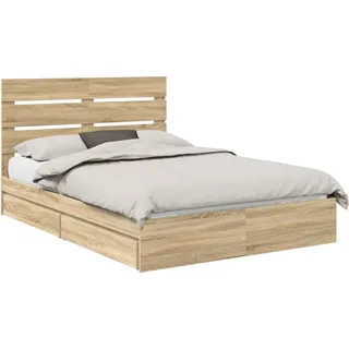 vidaXL Aufbewahrungsbett Sonoma-Eiche 140 x 200 cm Holzwerkstoff - Braun