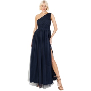 Anaya with Love Damen Womens Ladies Maxi One Cold Shoulder Dress with Slit Split Sleeveless Prom Wedding Guest Bridesmaid Ball Evening Gown Kleid, Navy Blue, 34