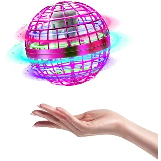 Fliegender Ball, Mini Drohne Spielzeug für Kinder, Flying Ball Boomerang Ball mit LED Licht, Hand Controlled Hover Ball, Flying Orb Ball, Flugzeug Spielzeug für Jungen Mädchen - Rosa