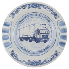 Aschenbecher 20,7 cm Delfts Blauw Werbung Transporte K. Blaschke Herten Keramik