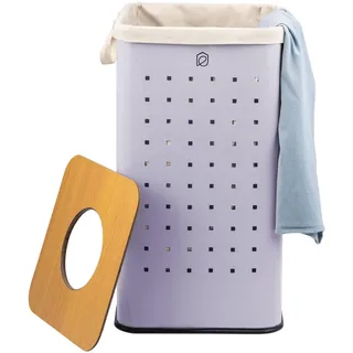 eluno Wäschetonne 50 Liter, lila , Lila , Metall , 32x58x32 cm , Haushalt & Reinigung, Wäschepflege, Wäschekörbe & Wäschetonnen