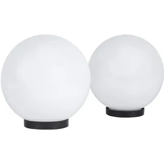 Kugelleuchte 2er Set 20/25cm weiß Kugellampen Aussenleuchte E27 o. Anschlußkabel - Weiß