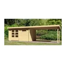 KARIBU Gartenhaus »ASKOLA 6«, Holz, BxHxT: 769 x 220 x 297 cm (Außenmaße inkl. Dachüberstand) - beige