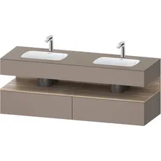 Duravit Qatego Einbauwaschtisch mit Konsolenwaschtischunterbau, 1600x550x600mm, Nische Eiche Mamoriert, Doppelwaschtisch, QA4797055, Farbe: Basalt Matt/mit Nischenbeleuchtung