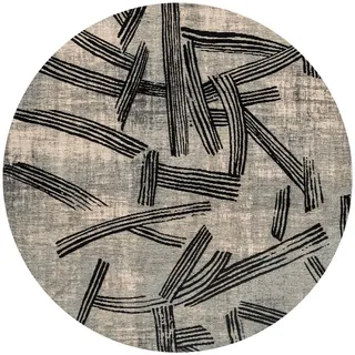 Louis De Poortere Teppich Dark Street Meditation Kanji 240/240 cm , Grau , Textil , Holz Optik , Rund , 240x240 cm , Oeko-Tex® Standard 100 , antistatisch, pflegeleicht, rutschfeste Unterfläche, für Fußbodenheizung geeignet, UV-beständig, waschbar , Teppiche und Böden, Teppiche