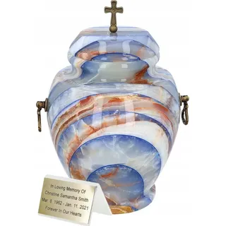 Urne Für Asche Aus Natürlichem Blauem Stein - Blau