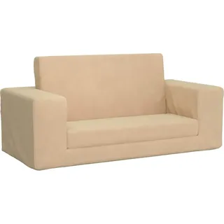 vidaXL Kinder-Schlafsofa 2-Sitzer Creme Weicher Plüsch - Creme