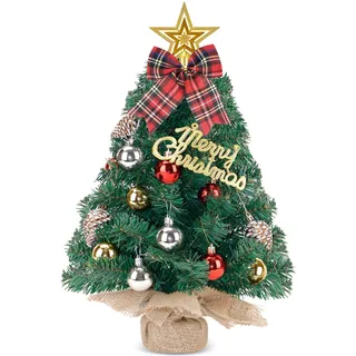 Zavothy Mini Weihnachtsbaum 60cm Tisch Weihnachtsbaum Klein Künstlich Geschmückt für Weihnachten Deko (Grün, 60cm)