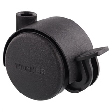 WAGNER Design Möbelrolle/Lenkrolle/Doppelrolle - hart- Durchmesser Ø 40 mm, Bauhöhe 45 mm mit Feststeller, schwarz, Tragkraft 35 kg - 01012601