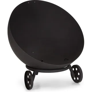 Blumfeldt Feuerschale, Outdoor Stahl-Feuerschale Groß für Balkon & Camping, Mobile Feuerschale 70 cm, Tragbare Feuerschalen mit Bodenrollen, Wetterfeste Feuerschale für den Garten, Runde Feuerstelle