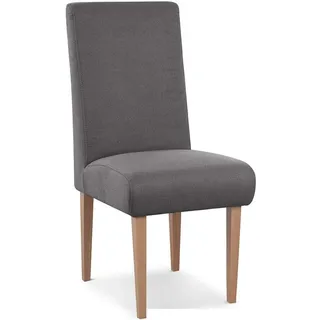 CAVADORE Esszimmerstuhl Kira / Polsterstuhl für Küche, Esszimmer oder Wohnküche / Passend zur Küchengarnitur Kira / Leichte Fleckenentfernung dank Soft Clean / 48 x 103 x 62 / Flachgewebe: Grau