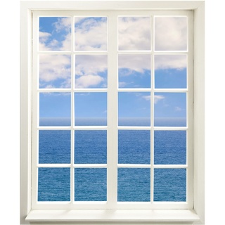 Wandtattoo - Fenster mit Aussicht "Meer und Wolken" 83 x 100 cm - Wandaufkleber - Wandsticker