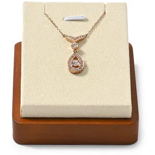 Oirlv Massivholz Einzelne Halskette Anhänger Kette Display Stand Schmuck Vitrine Display Halter(Creme Weiß)