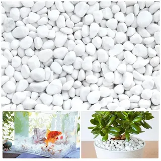 Dekorative Steine Weiß Kieselsteine Klein Dekosteine Natürliche Zierkies Kiesel Marmorsteine Deko Naturstein für Blumentöpfe Aquarium Garten Balkon, 500g