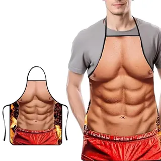 DWFEYOI Kochschürze Männer Sexy, Kochschürze Küchenschürze Lustige Schürze Wasserdichte für Herren Damen Geschenk für Party Costume Grill (Muskelmann)