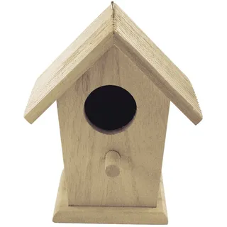 RAYHER HOBBY Mini-Vogelhaus, Holz, FSC Zertifiziert, 12 x 7,5 x 13 cm, zum Dekorieren, mit Öse zum Aufhängen, Deko Holzdekoration zum Bemalen und Verzieren, 62290000, Holzfarbe