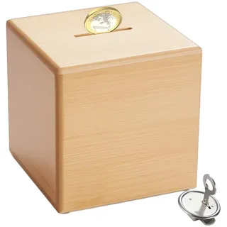 Wuhonghao Spardose Holz Personalisiert Groß,Holzspardose Kinder Bambus mit Schloss,XXL Sparschwein Personalisierte für Erwachsene,Taufgeschenke-Sparbox für Jungen/Mädchen, (10×10cm)