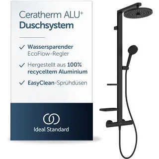 Ideal Standard Ceratherm Alu+ Duschsystem mit Thermostat Schwarz Matt BD583XG